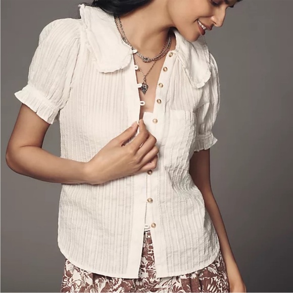 Pilcro Tops - Like New Anthropologie Pilcro Keira Collared Button Front Top Small